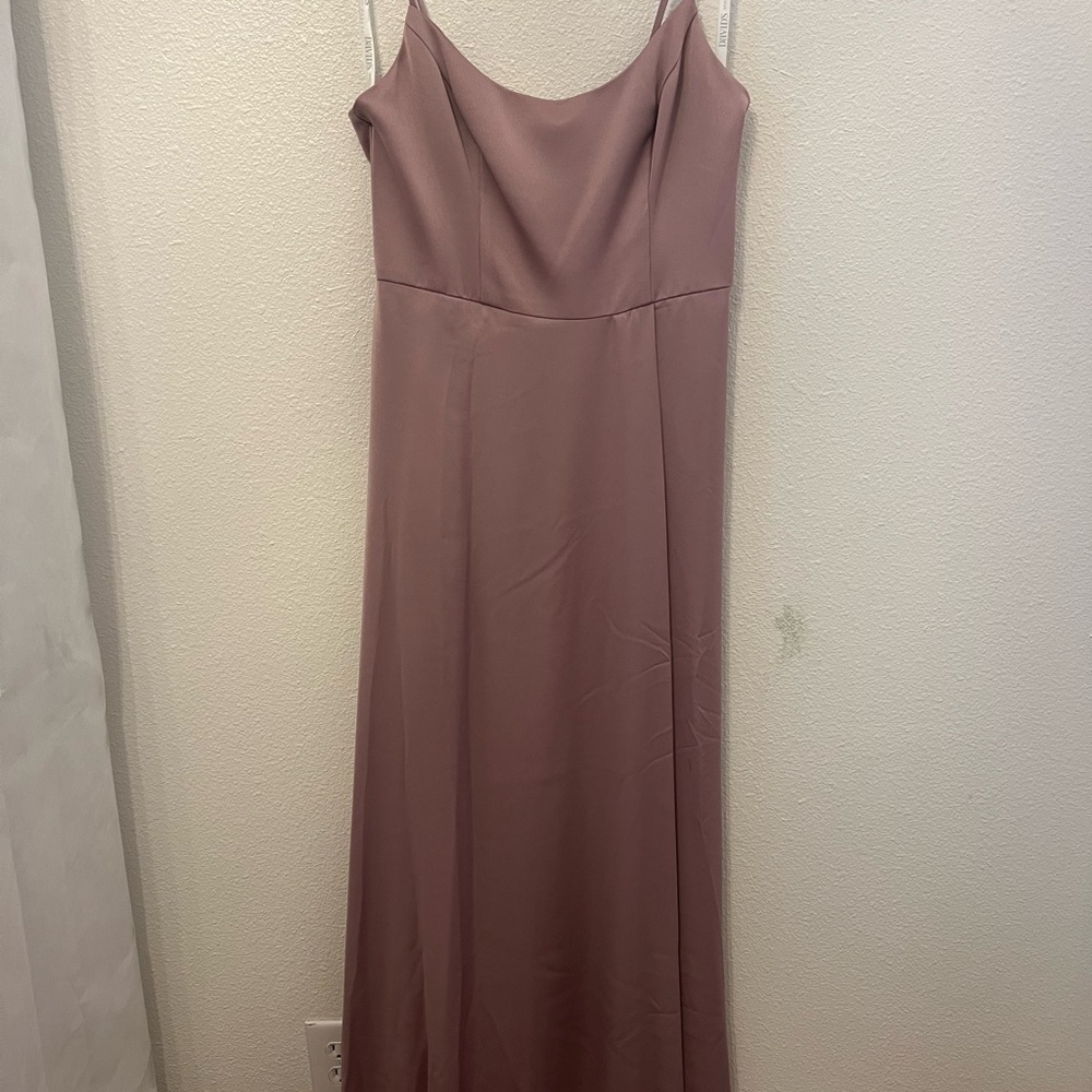 Bridesmaid dress/gown. This is a Mauve or Dusty pink color.